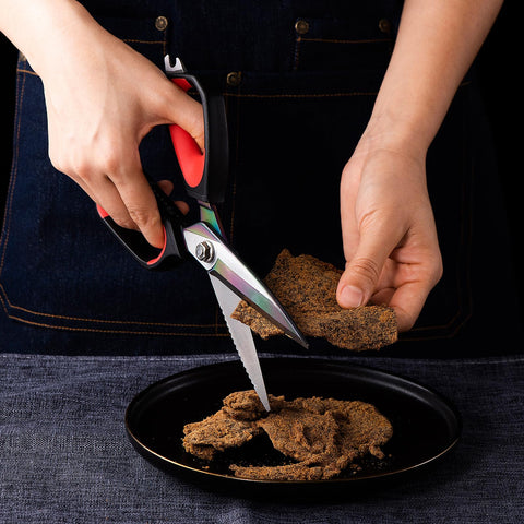 LIVINGO heavy-duty kitchen shears with flat screwdriver for quick adjustments