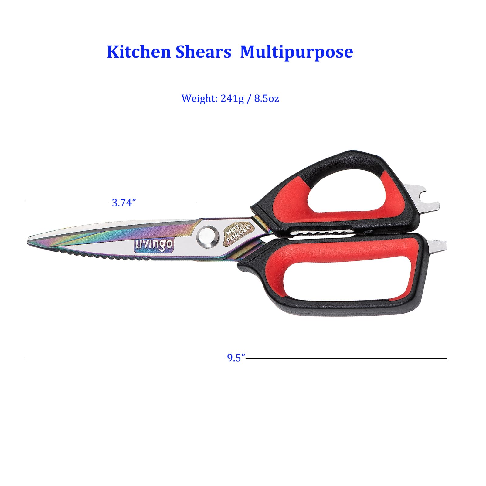 LIVINGO heavy-duty kitchen shears with built-in nut and lobster cracker for seafood prep