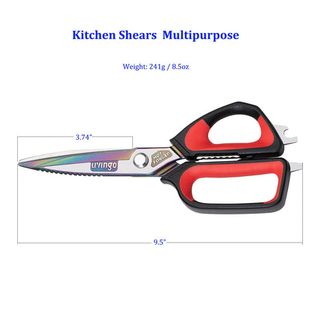 LIVINGO heavy-duty kitchen shears with built-in nut and lobster cracker for seafood prep