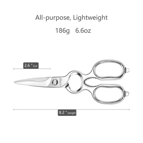 LIVINGO kitchen shears bottle opener feature for quick beverage prep.