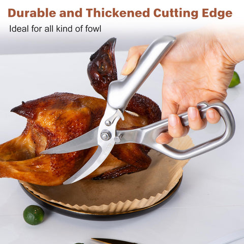 LIVINGO Kitchen Scissors bones-cutting capability for efficient poultry prep.