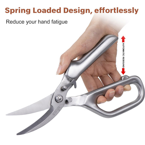 LIVINGO Kitchen Scissors safety lock keeps blades secure when stored.