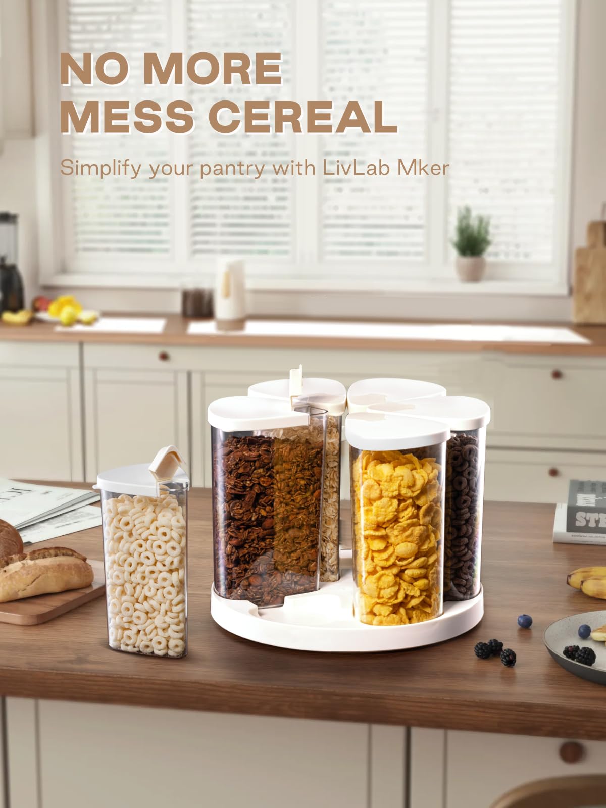LivLab Mker rotating tray enables quick access to dry foods from any angle