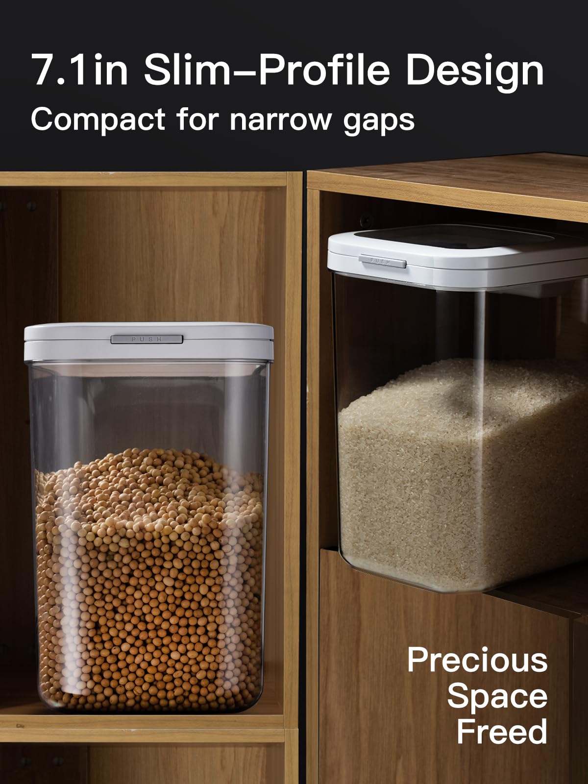 LivLab Mker rice, flour, and cereal storage keeps bulk items organized