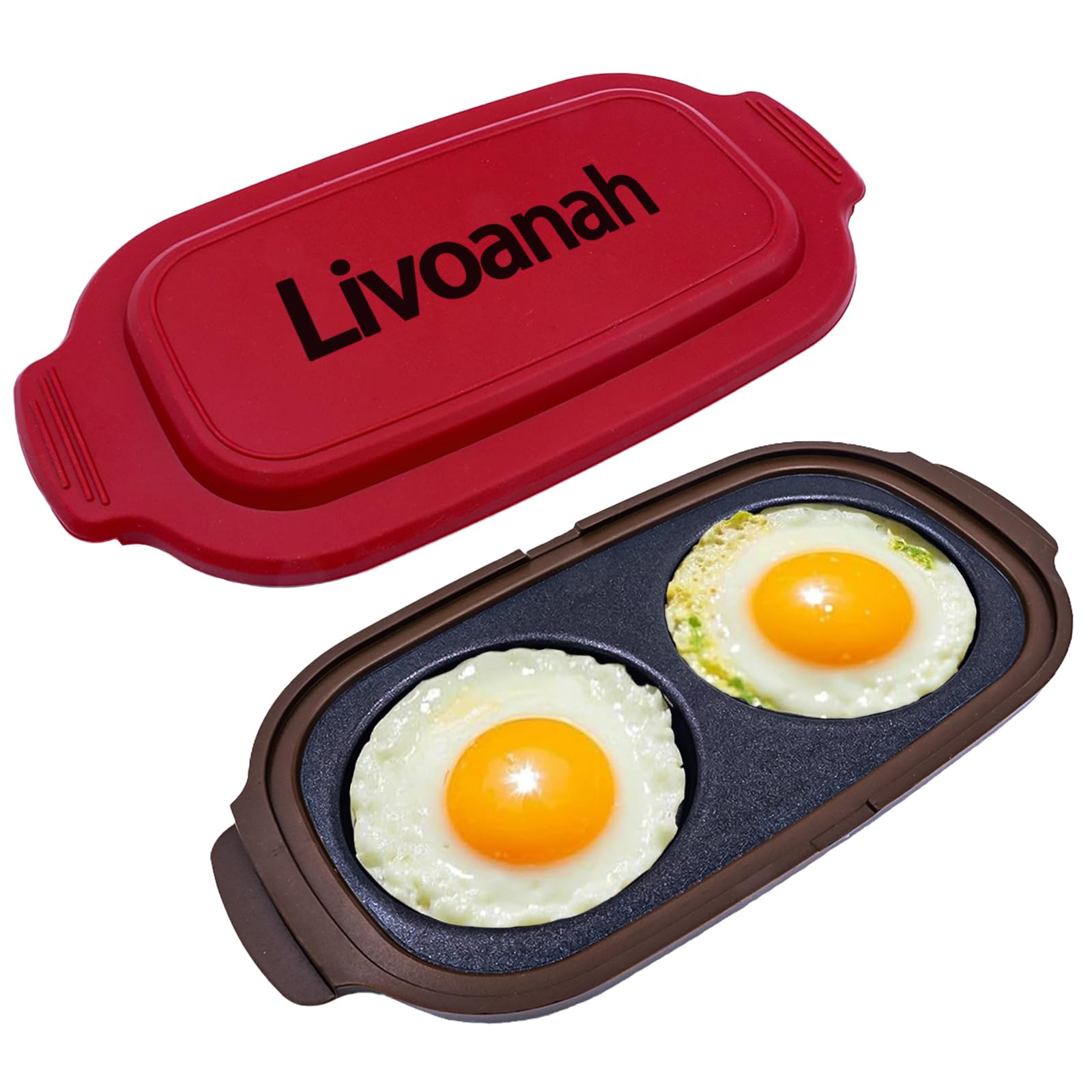 Livoanah microwave egg cooker red front view for quick breakfast prep