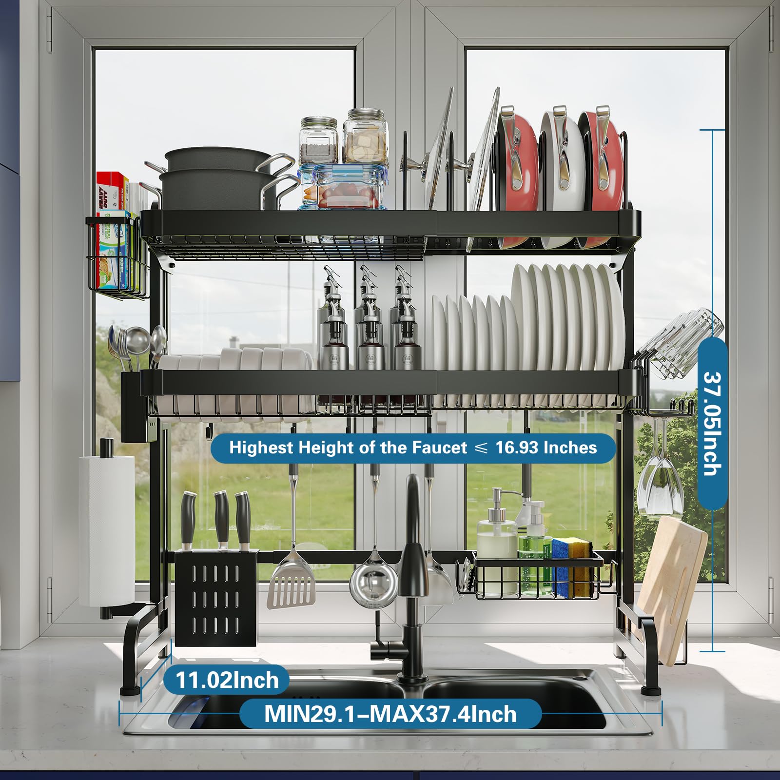 LIVOD built-in paper towel and cup holders reduce surface clutter.