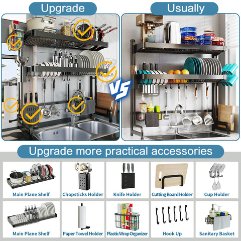 LIVOD expandable length rack fits most sinks from 25.5 to 37.6 inches.