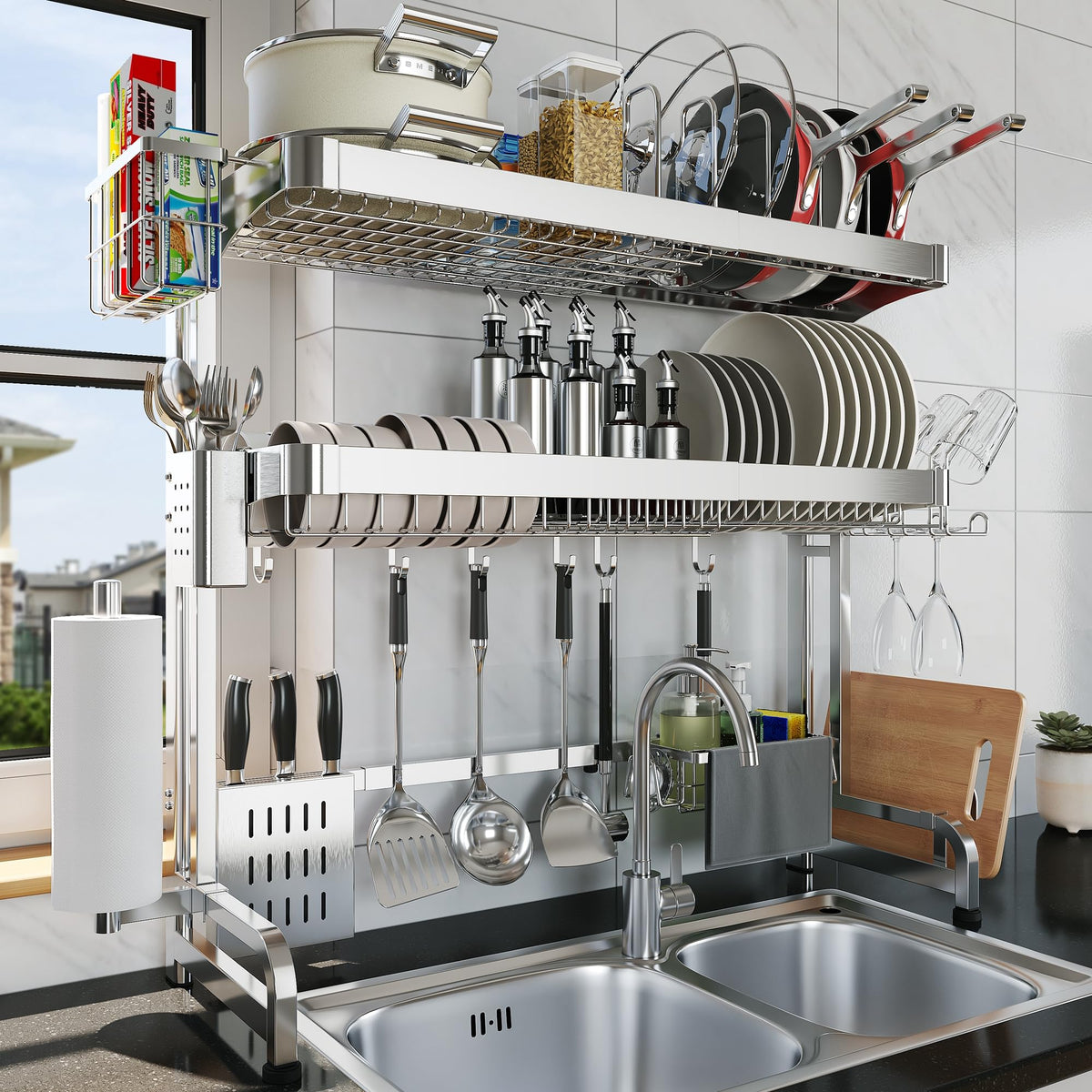 LIVOD over-the-sink rack in full stainless steel for durable dish drying