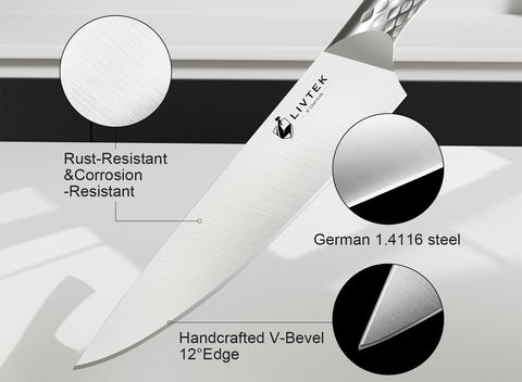 Livtek 7-inch santoku knife for versatile chopping and mincing tasks.