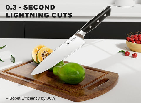 Livtek knife set blades closeup highlights sharp, durable steel for clean cuts