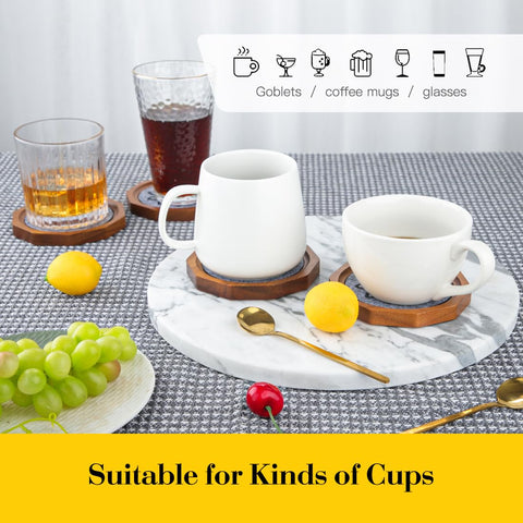 Durable acacia wood frame of LiWiBet coasters with protective felt.