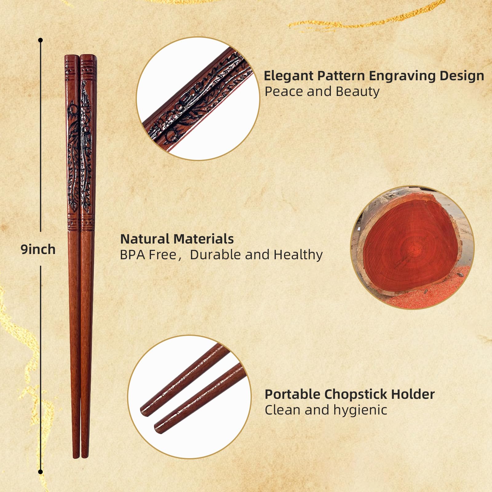 LIXTONGR hand-carved dragon chopsticks with smooth grip for secure sushi and noodles.
