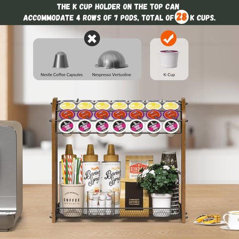Lixple K Cup Holder bottom mesh tray displaying space for syrups and accessories.