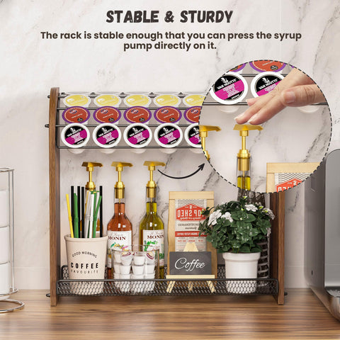 Lixple K Cup Holder wall-mount option saves counter space on display.