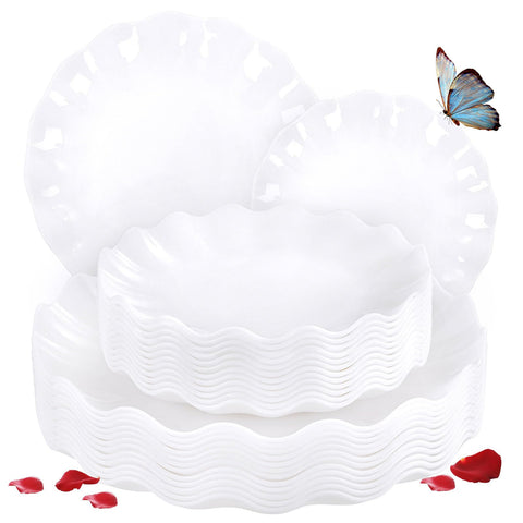 LIYH 24-pcs reusable white plastic plates ideal for gatherings.
