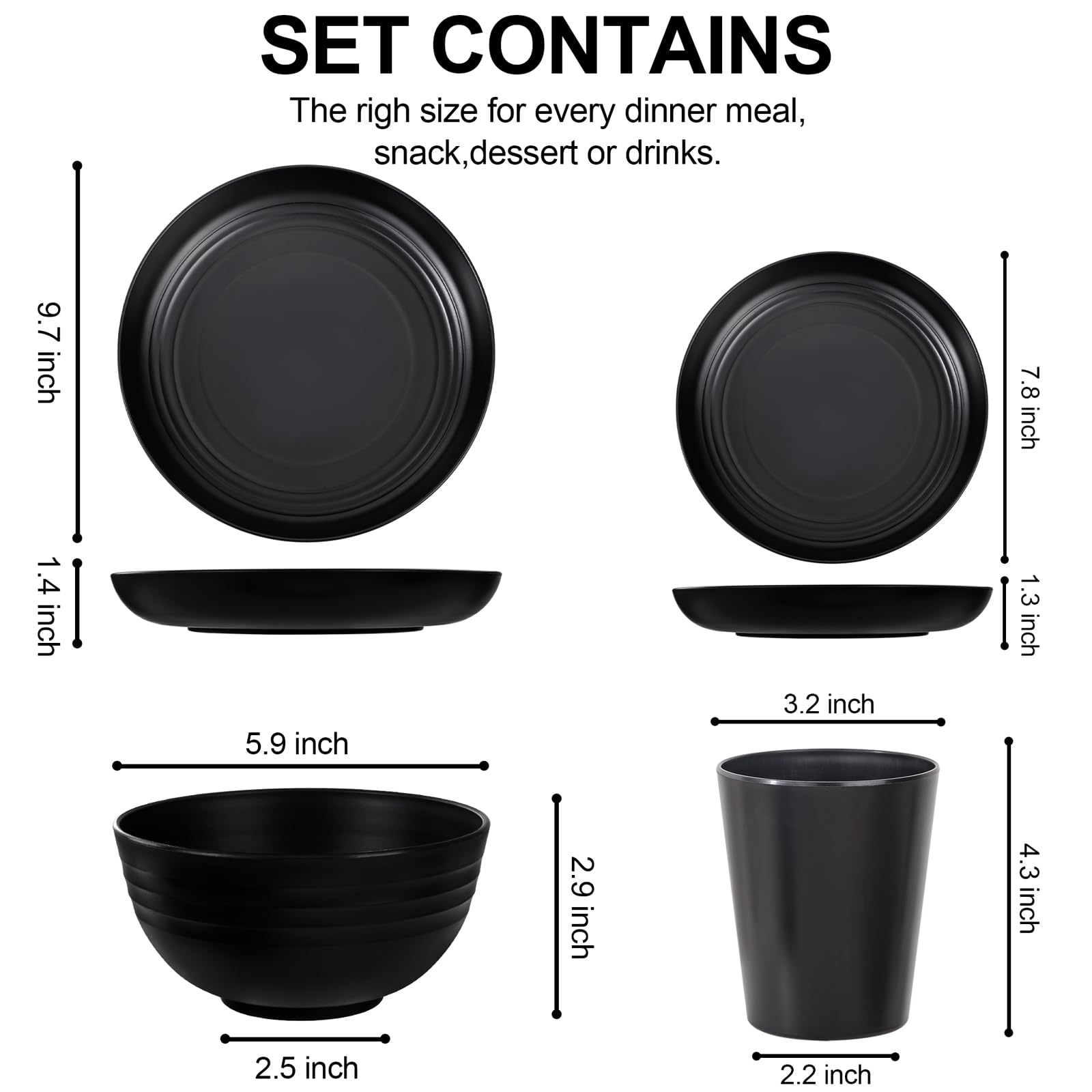 LIYH black wheat straw salad plates shown with a modern table setting.
