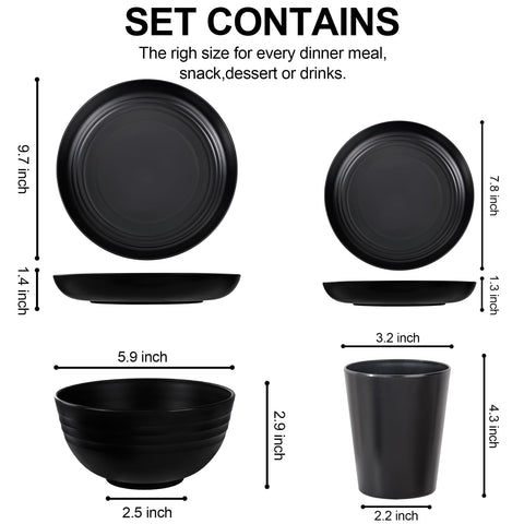 LIYH black wheat straw salad plates shown with a modern table setting.