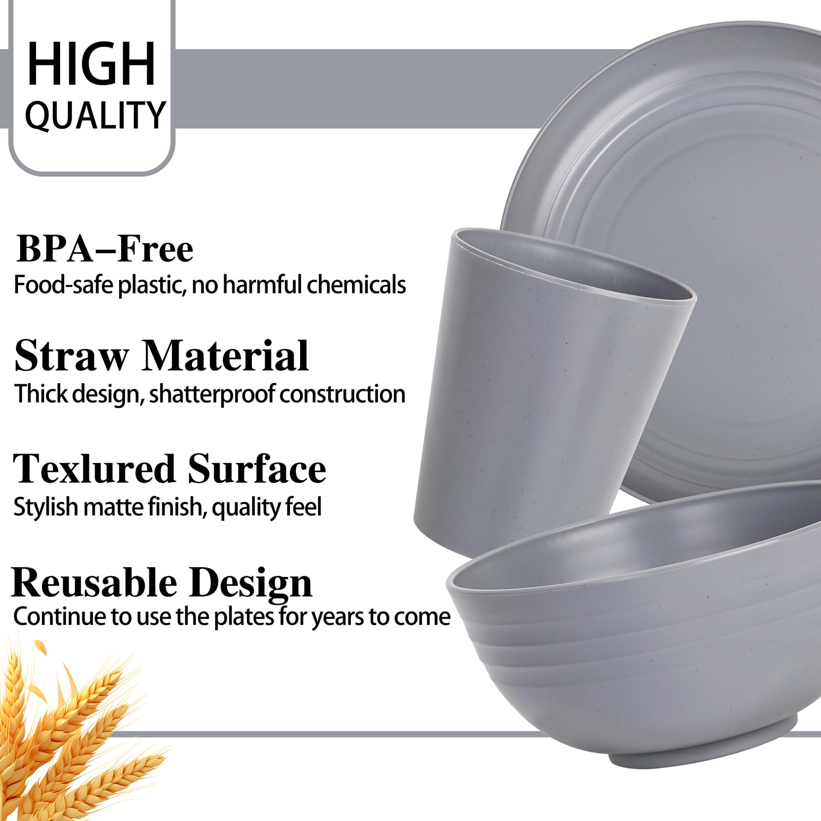 LIYH bowls in grey wheat straw great for soups and snacks