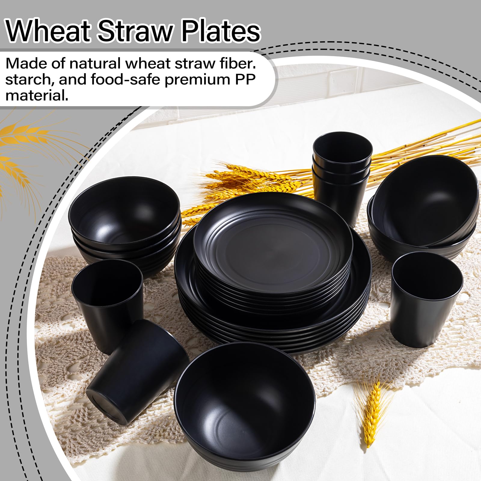 LIYH wheat straw bowls are durable and stackable for family dining.
