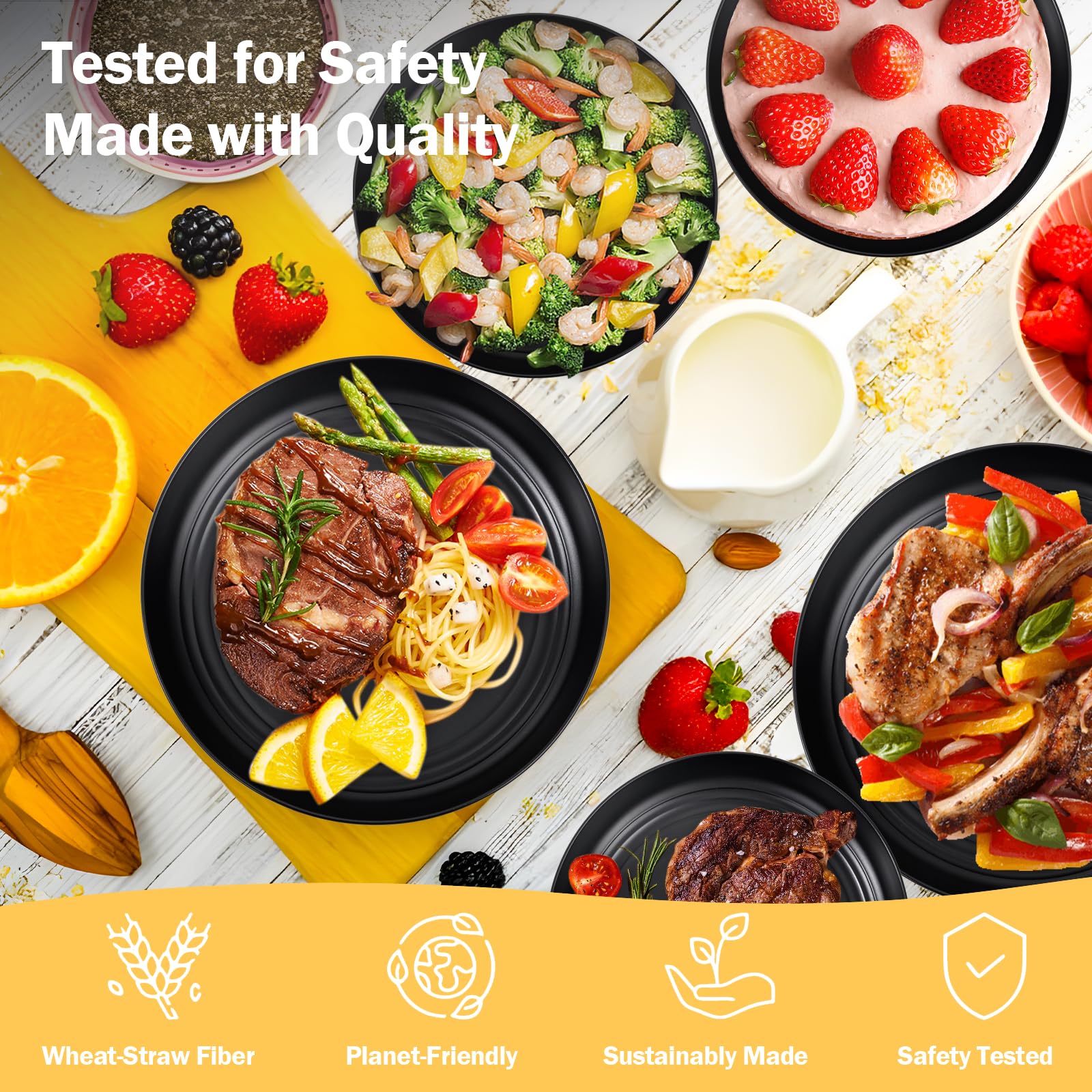 LIYH wheat straw cups comfortable to hold for beverages and meals.