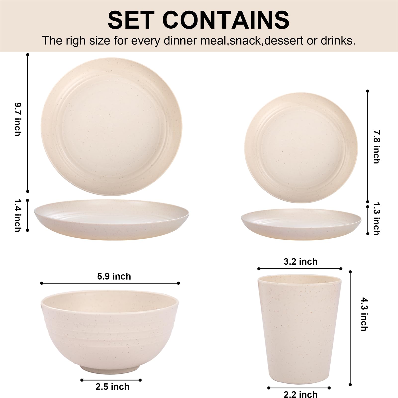 LIYH beige wheat-straw bowls ideal for family meals and cleanup