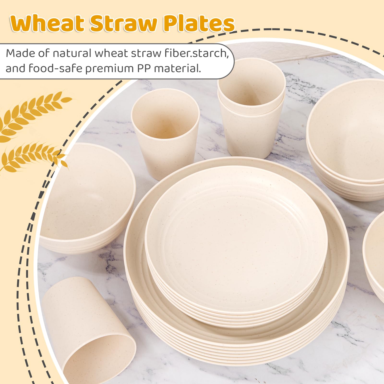LIYH beige wheat-straw dinnerware at outdoor picnic setup