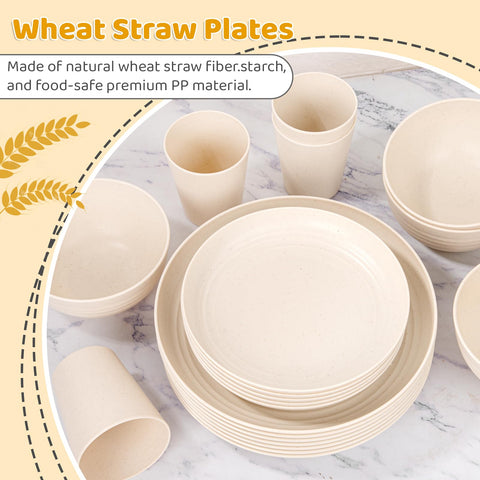 LIYH beige wheat-straw dinnerware at outdoor picnic setup
