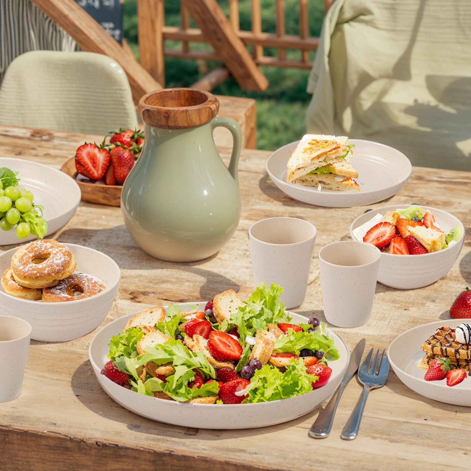 LIYH beige wheat-straw dinnerware refrigerator-safe for leftovers