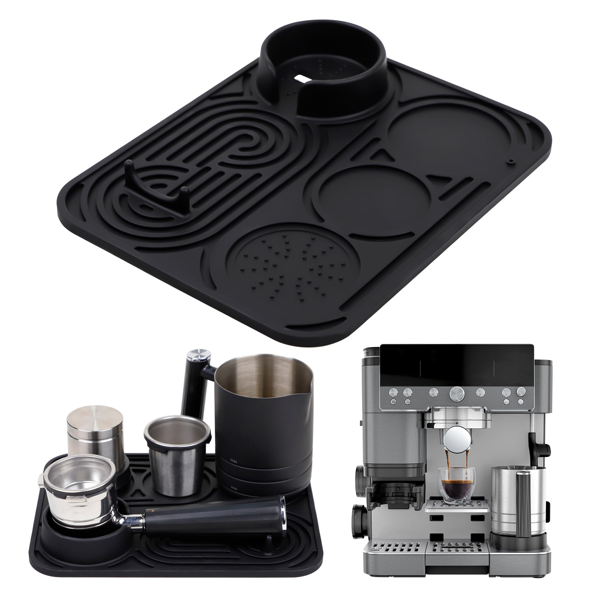 LJOWJVA silicone coffee mat universal fit for Ninja Luxe Cafe keeps tools at hand