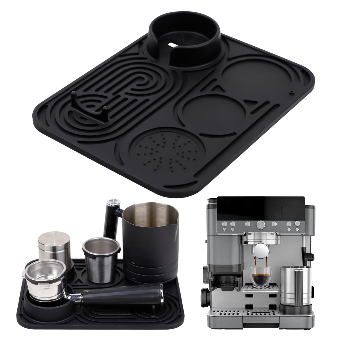 LJOWJVA silicone coffee mat universal fit for Ninja Luxe Cafe keeps tools at hand