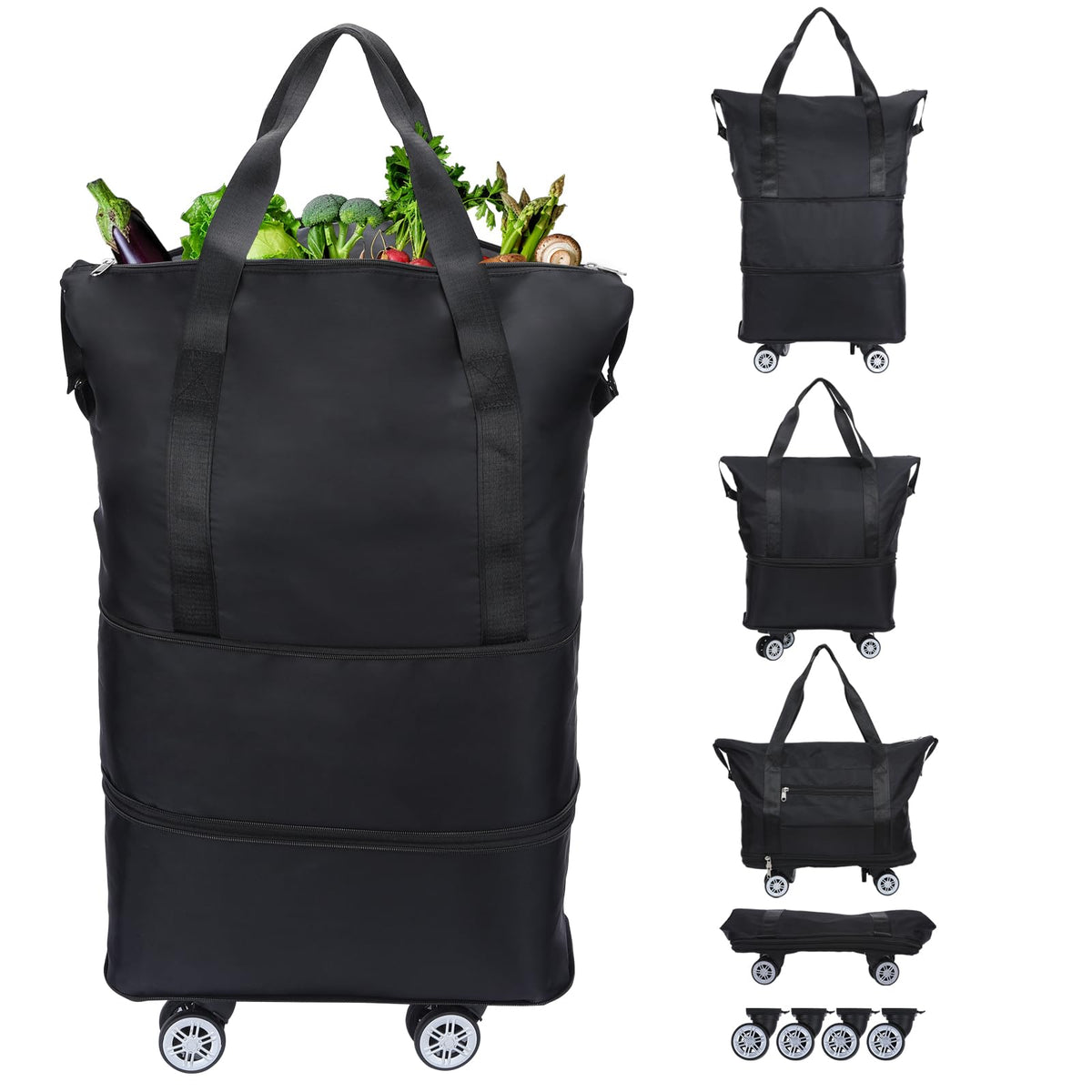 LKbeuuu reusable bag on wheels for easy shopping and transport