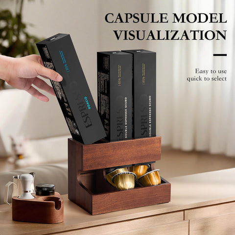 LKEUYUI handmade walnut wood stand adds elegance to your coffee corner