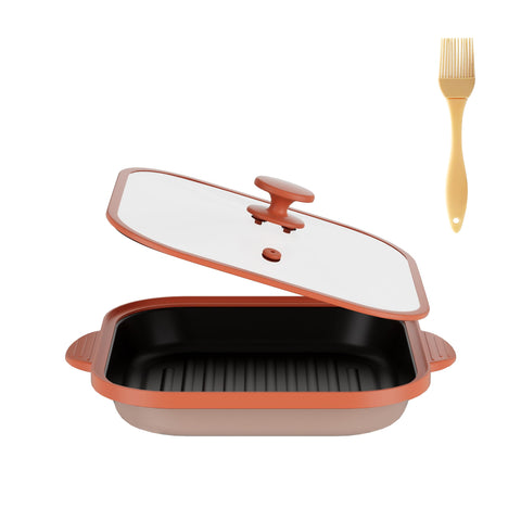 Lkicwah microwave grill pan with cover for even heating and crispy results.