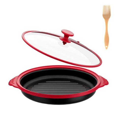 Lkicwah microwave grill pan with glass lid for versatile cooking