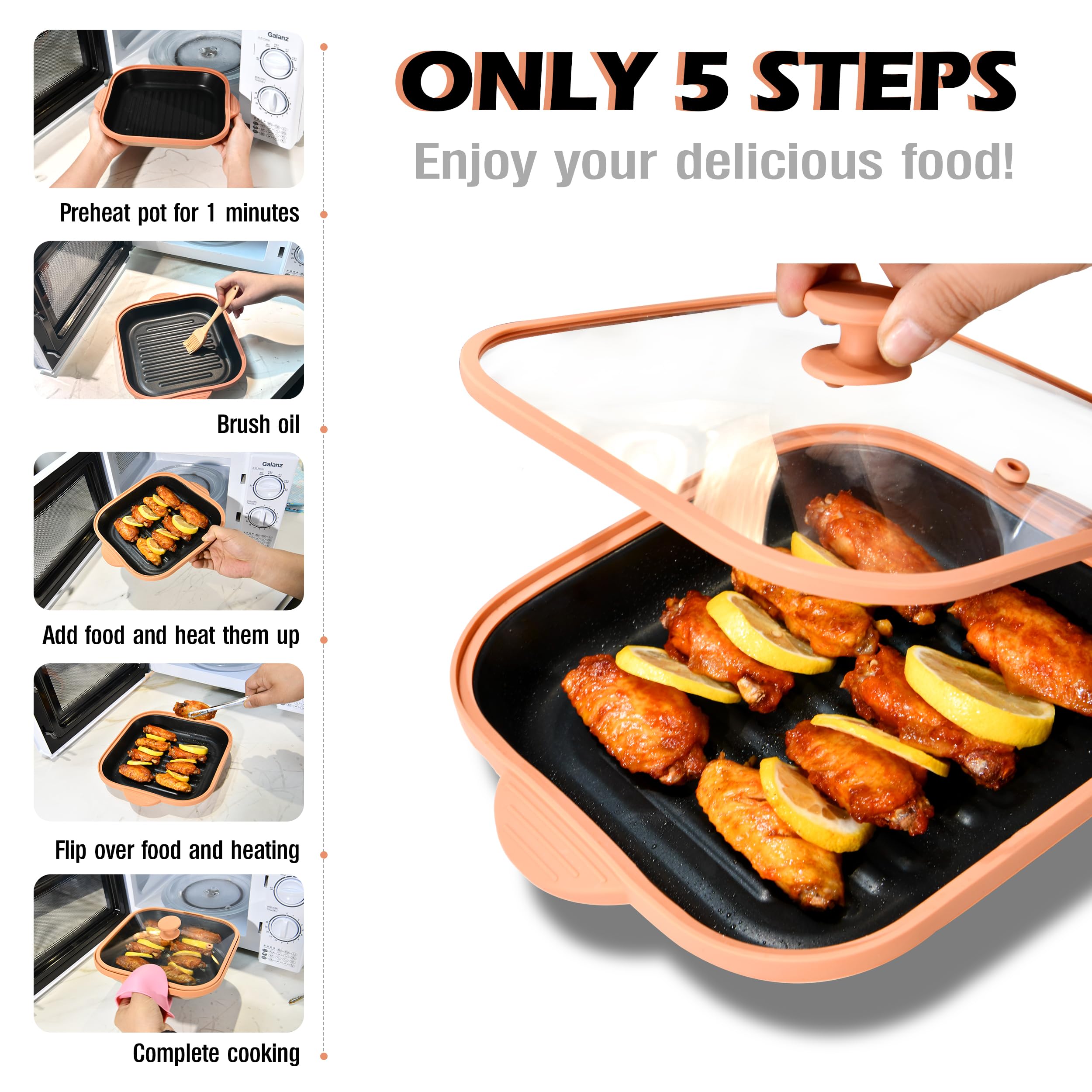 Lkicwah non-stick cooking surface reduces oil and easier cleanup.