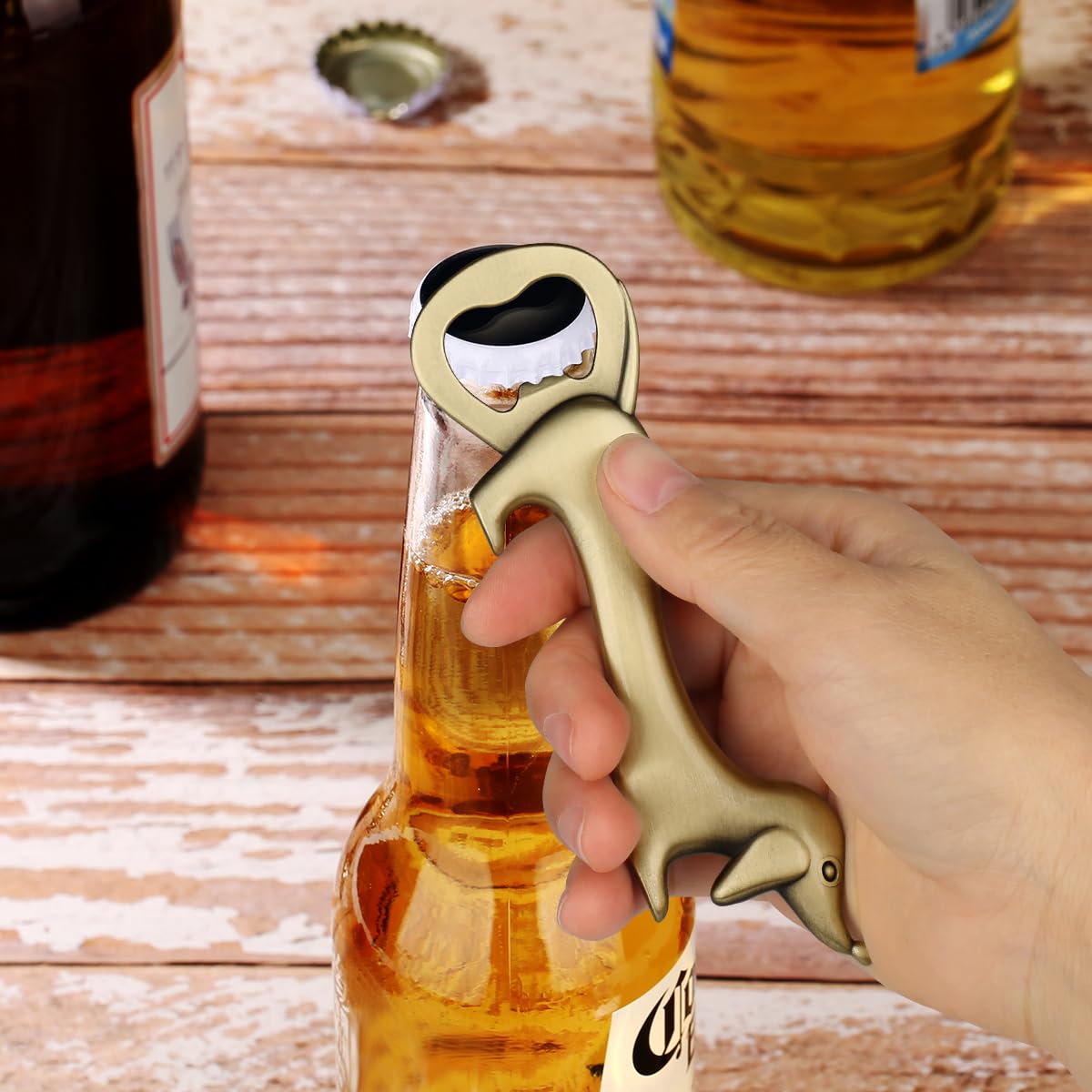 LKKCHER dachshund bottle opener close-up highlights a solid handle and sturdy build.