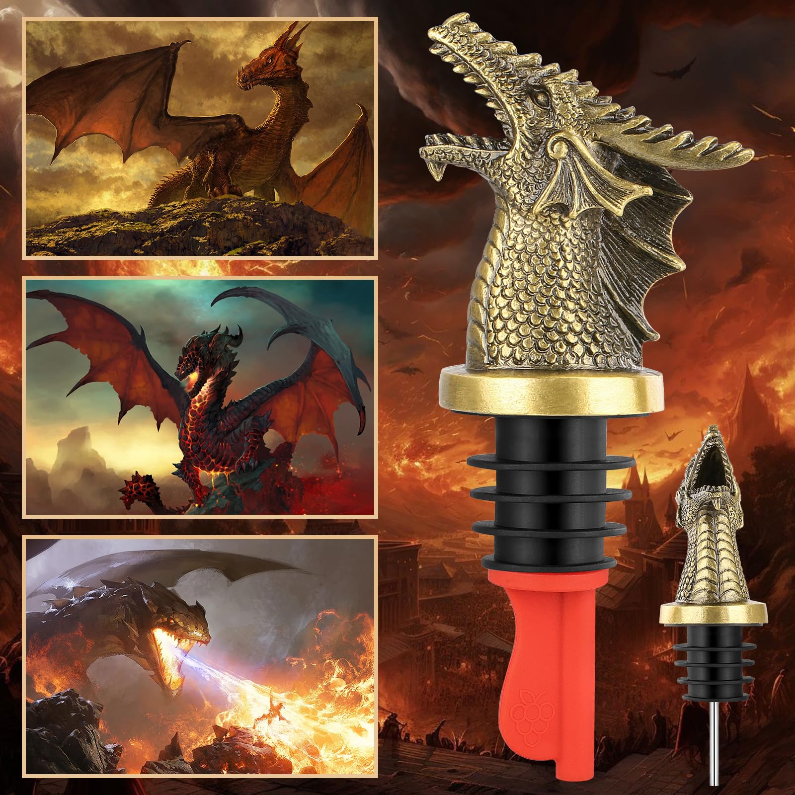 LKKCHER dragon head stopper shows an airtight seal to preserve wine.