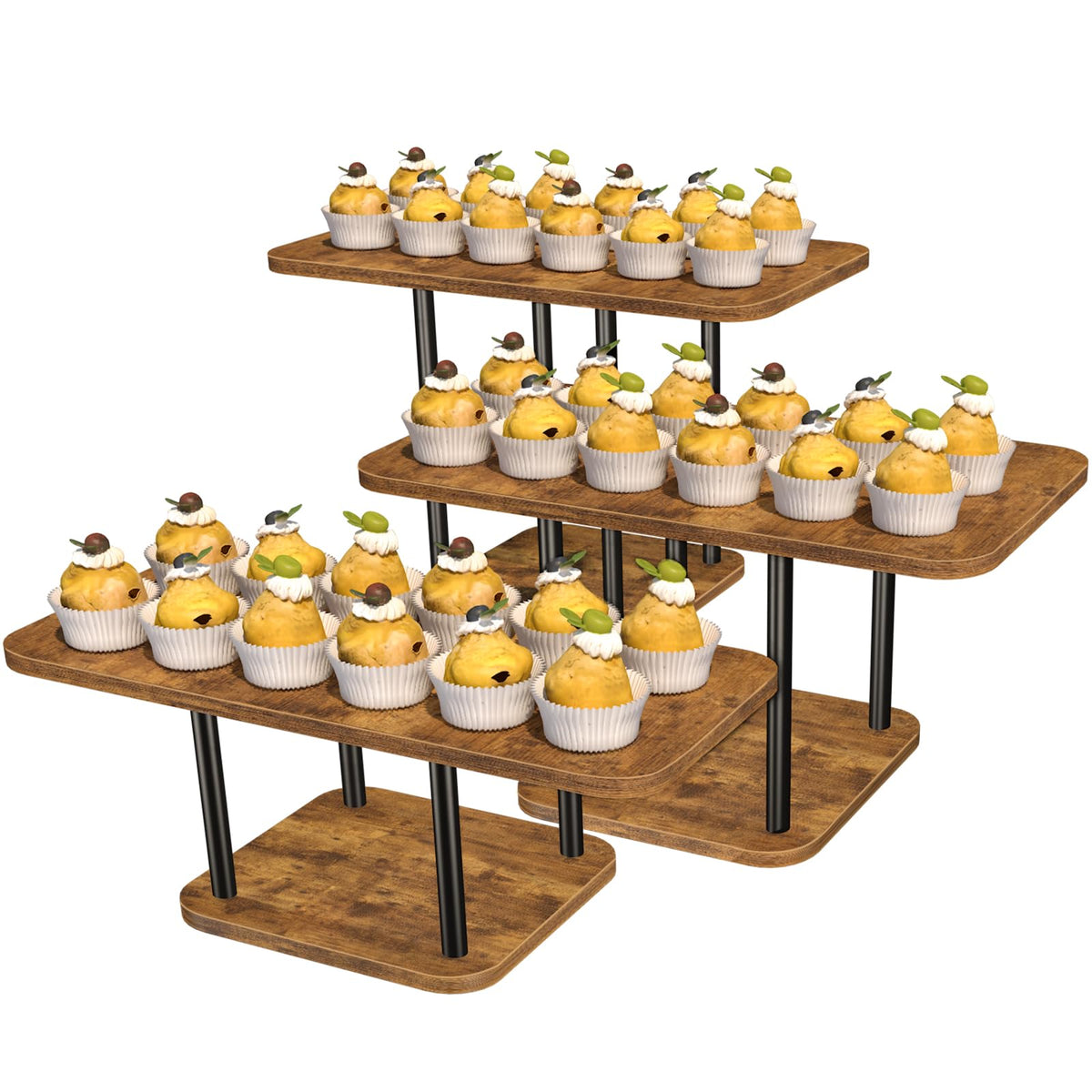 LLAXERGU Cupcake Stand top-tray dimensions show ample space for cupcakes and desserts.