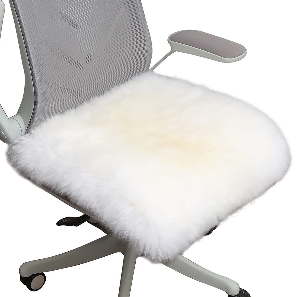 LLB sheepskin chair cushion 18x18 in ivory adds plush comfort to any chair.