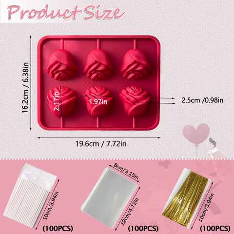 LLchunyun silicone rose mold detail showing flexible, reusable candy making