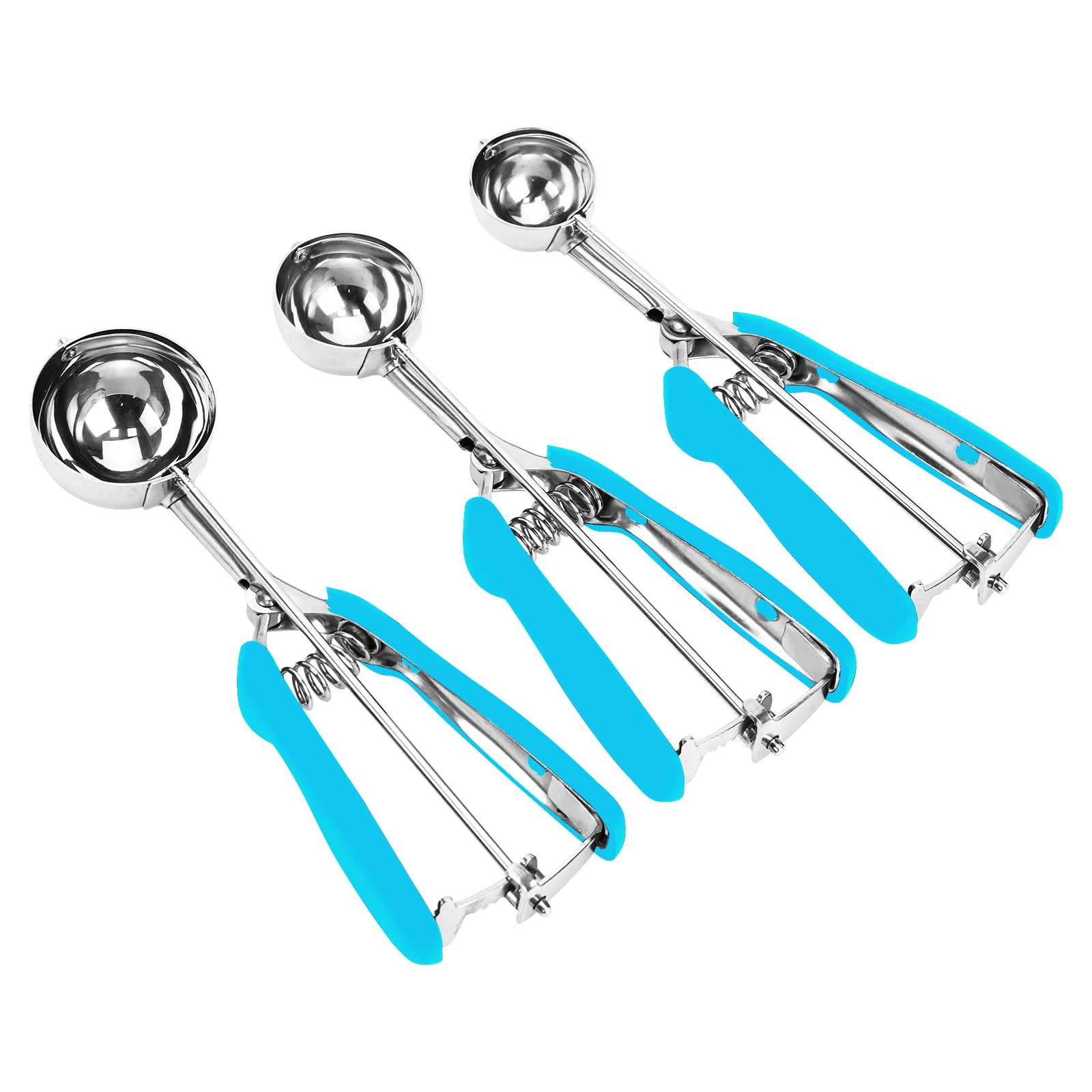 LLESCA cookie scoop set front view shows durable 18/8 stainless steel.