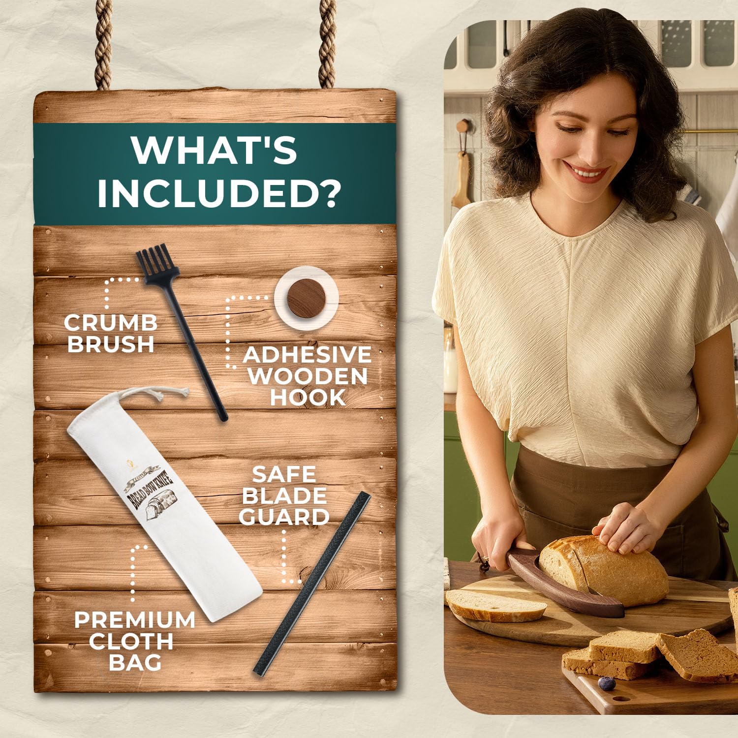 LLOTUS serrated stainless blade ideal for bagels and crusty loaves.