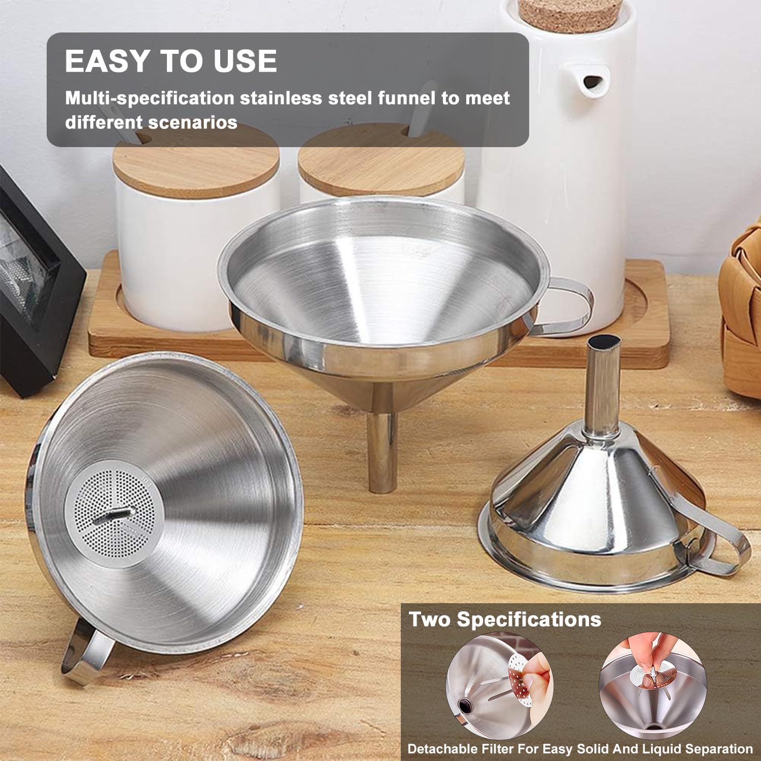 Lmoszuak funnels hanging loop for easy vertical storage