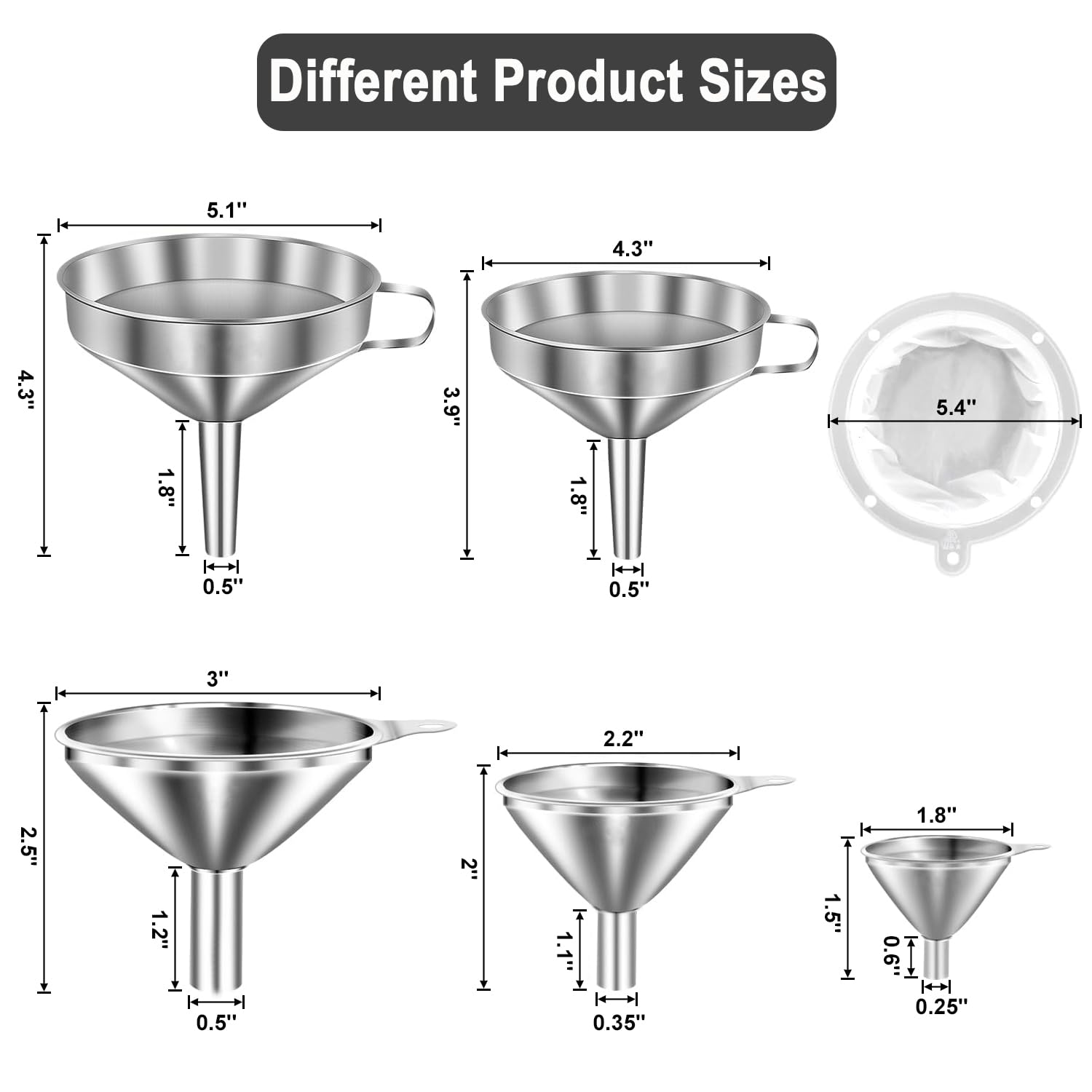 Lmoszuak funnel set medium pour for precise oil and sauce transfer