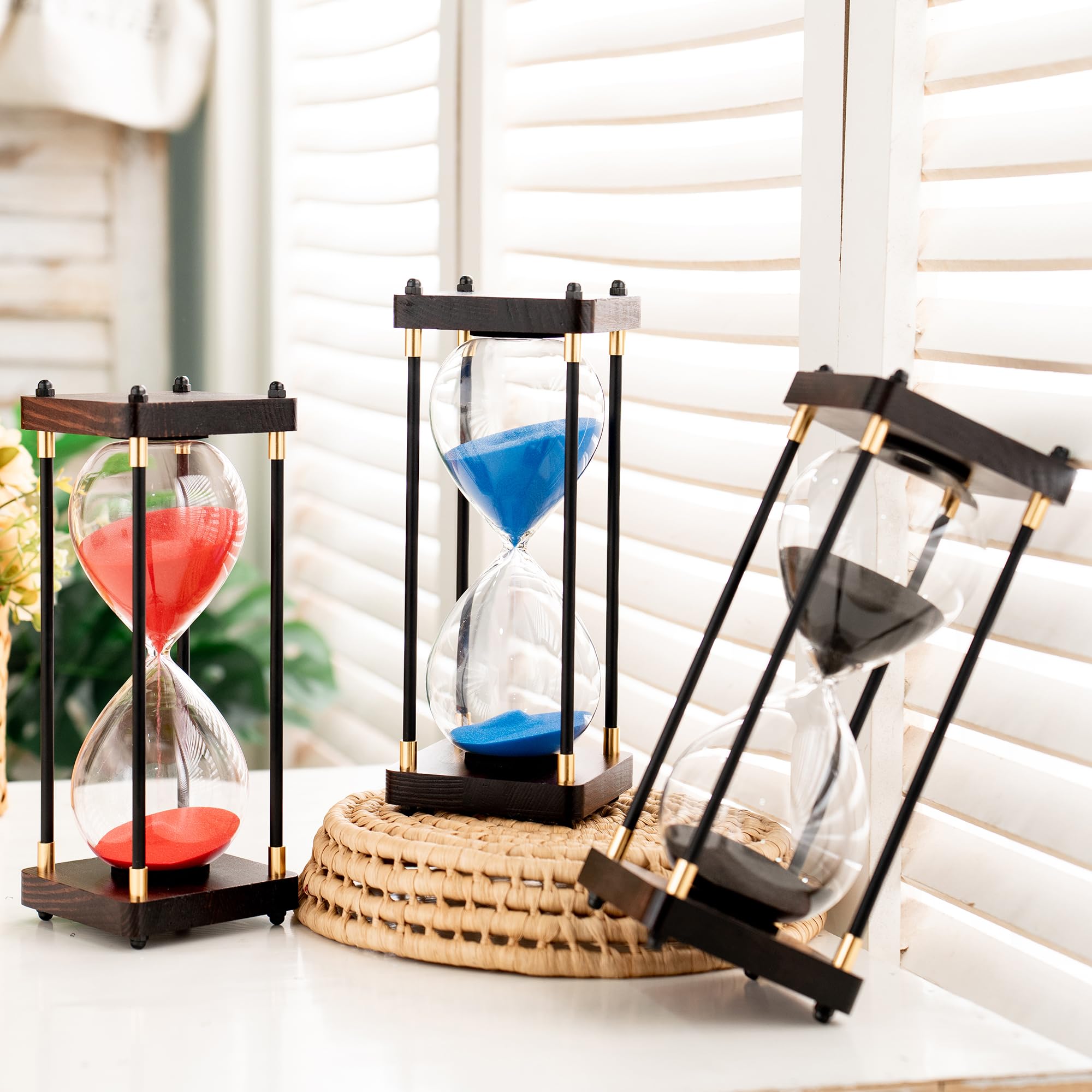 Lmzxmcy hourglass timer for office decor complements modern workspaces.