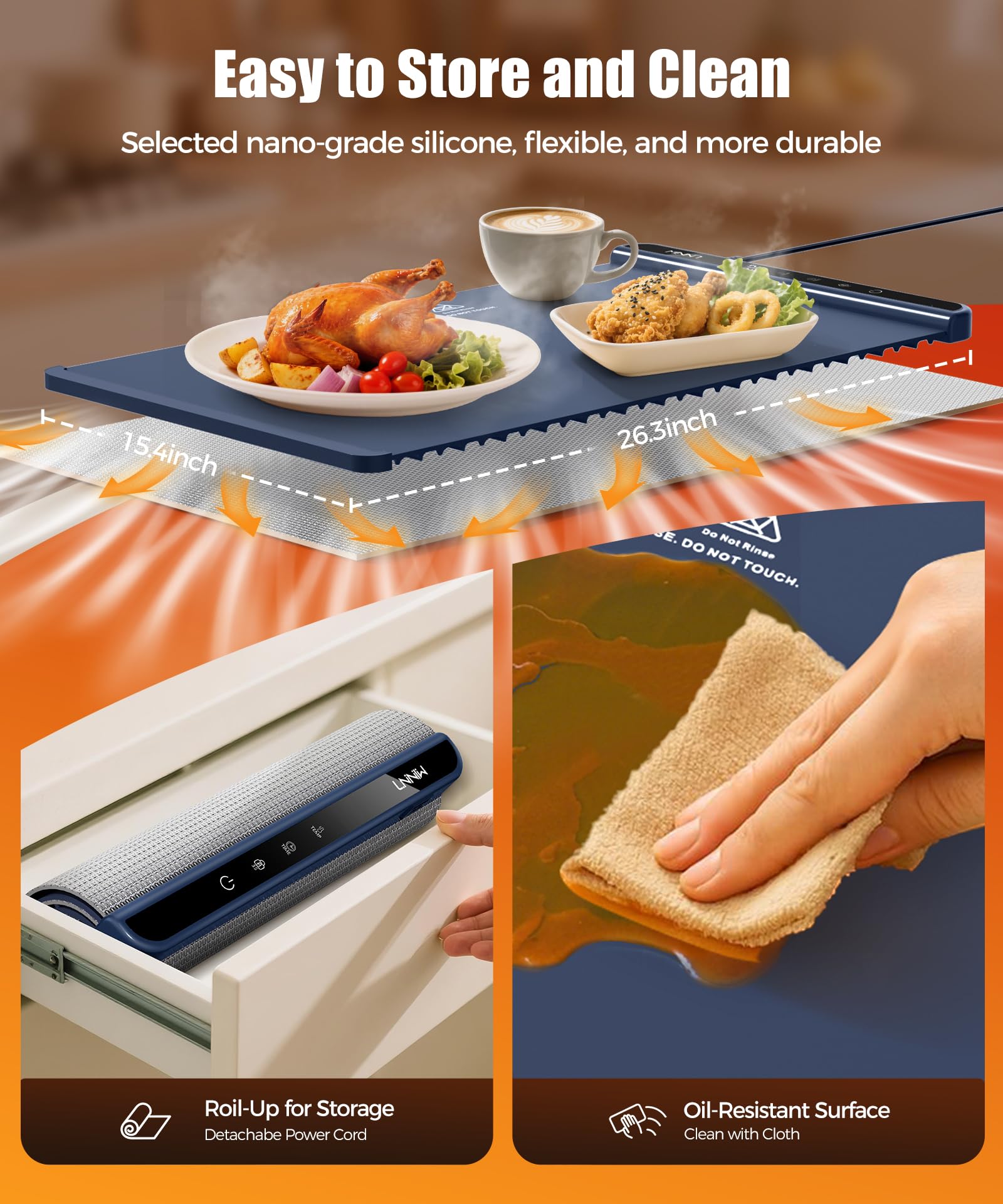 LNNIW heat control display shows timer modes for flexible dining.