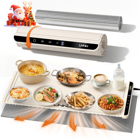 LNNIW extra-large warming mat supports multiple dishes for family dinners.