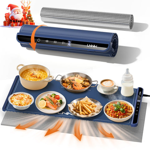 LNNIW extra-large warming mat supports multiple dishes for family dinners.