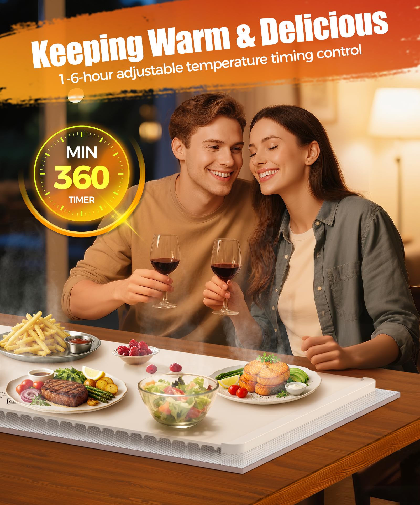LNNIW warming mat ideal for buffets and family dinners.