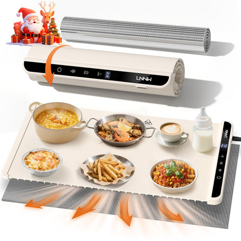 LNNIW food warming mat with detachable heat-resistant pad protects tables during meals.